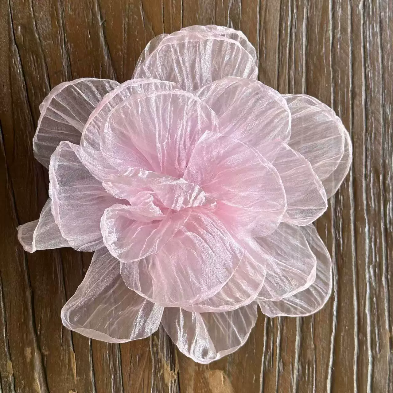 20cm皱纱烧边花朵山茶花外贸diy头饰鞋花胸花服装辅料配件大花