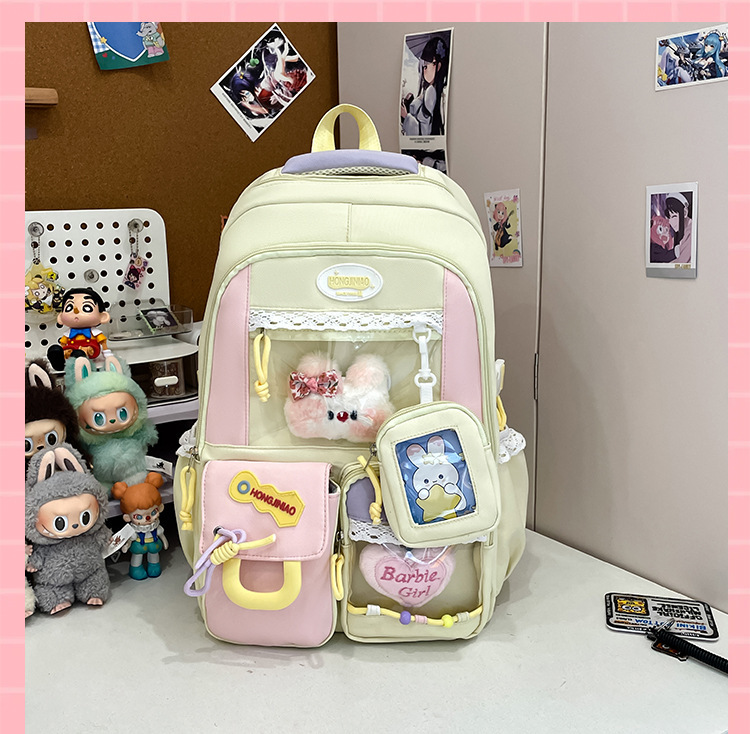 韩系甜美可爱背包女大容量学生痛包书包学院风日系百搭少女双肩包|undefined