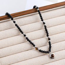 虎眼石串珠项链女 轻奢小众高级感卫衣链可爱设计学生党毛衣链