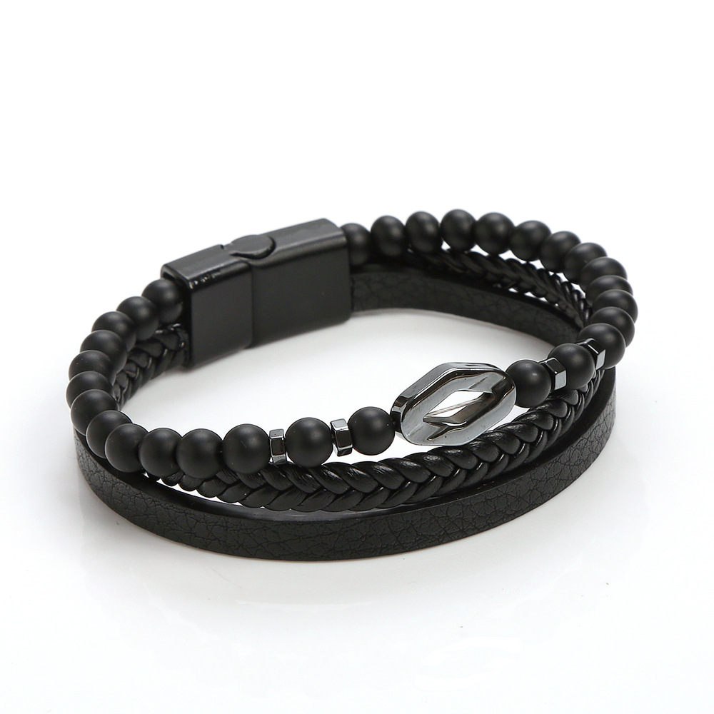 Herrenarmband Aus Leder Und Tigerauge Mit Magnetverschluss_voghion.com