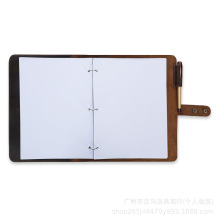 跨境疯马皮活页夹商务牛皮记事本办公简约A5笔记本子牛皮手账本