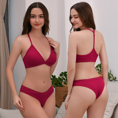 French Triangular Cup Thin Wireless Small Breast Push Up Invisible Bra Y-shaped Beautiful Back Sexy Suit Underwear for Women