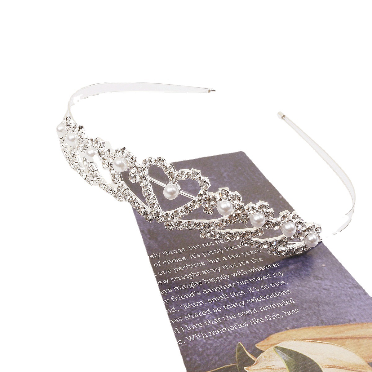 Amazon nuevo rhinestone perla diadema nupcial joyería de doble capa fina diadema de los niños corona tocado lote de fábrica