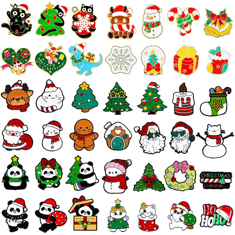 Broche de Navidad insignia de aleación caricatura adorable Santa Fe Navidad decoración de mochila escolar