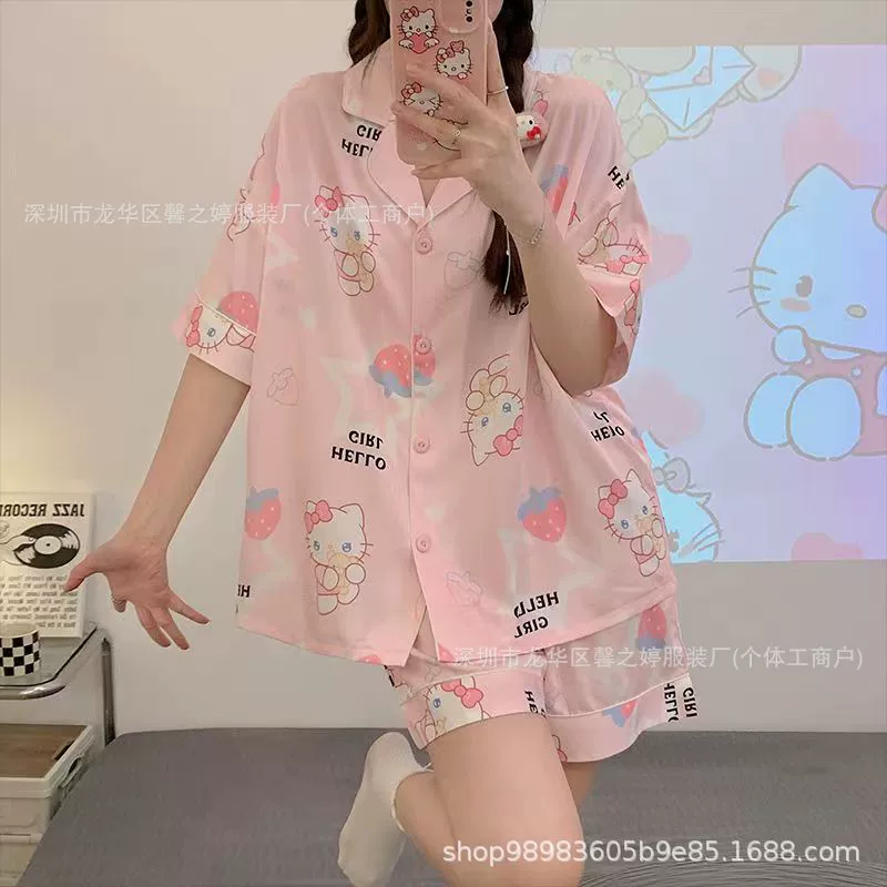 Пижамный комплект Brand Fresh: шорты и тонкий кардиган, короткий рукав, японско‑корейский стиль