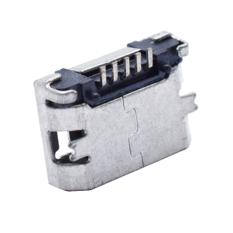 micro5pin 全貼卷邊直邊USB連接器母座充電母頭帶定位柱 廠家批發