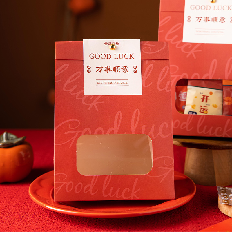 2023 copo de nieve crujiente bolsa de embalaje galleta caja de embalaje de caramelo boda transparente ventana portátil bolsa de papel para hornear al por mayor