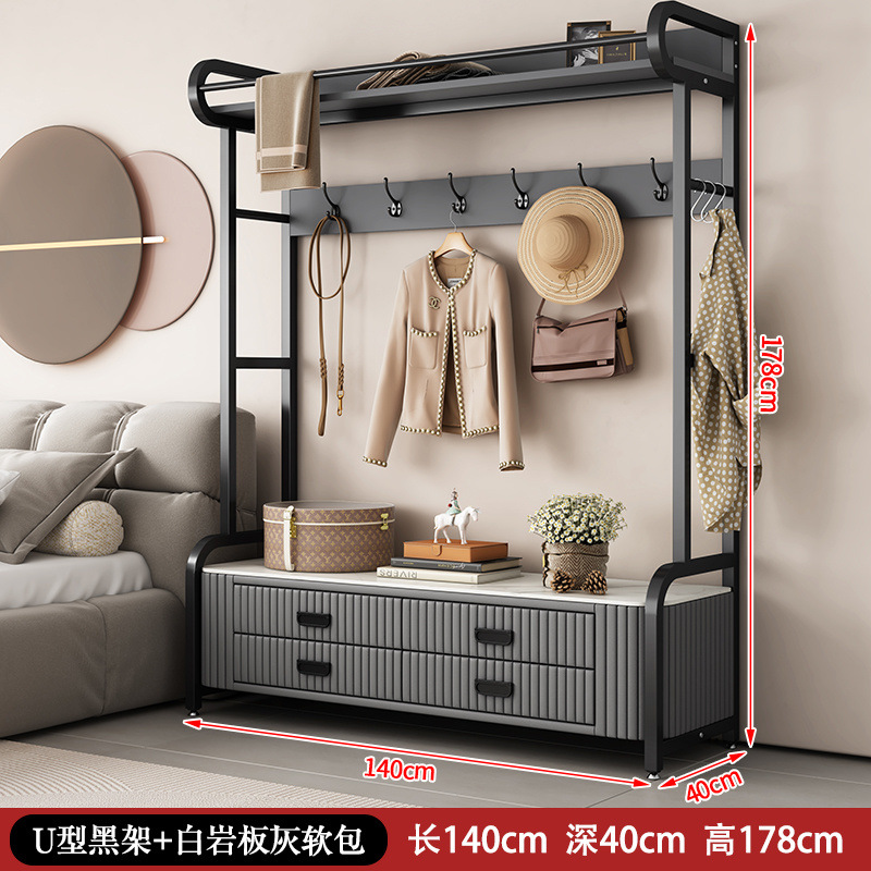 Dormitorio vertical percha de ropa bolsa suave percha de ropa casera de cuero real percha de ropa de piso percha de ropa gabinete de almacenamiento multifuncional image 13