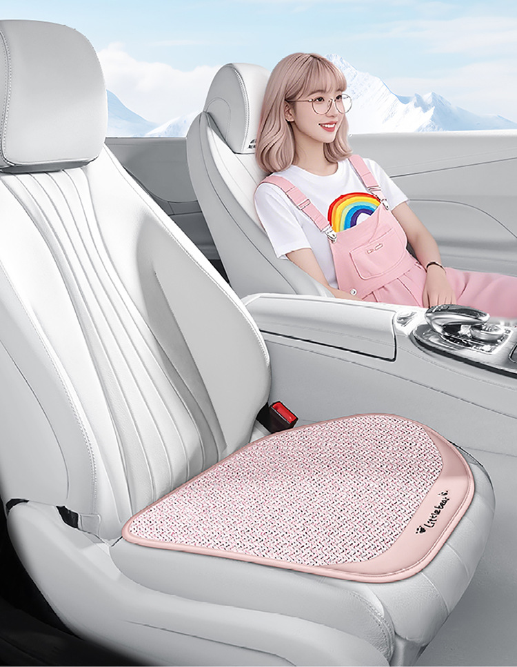 Summer Car Seat Cushion Single-Piece Three-Piece Set, Ice Rattan, Universal for All Seasons, Breathable Ice Silk, Non-Slip, Durable Car Single Seat Cushion