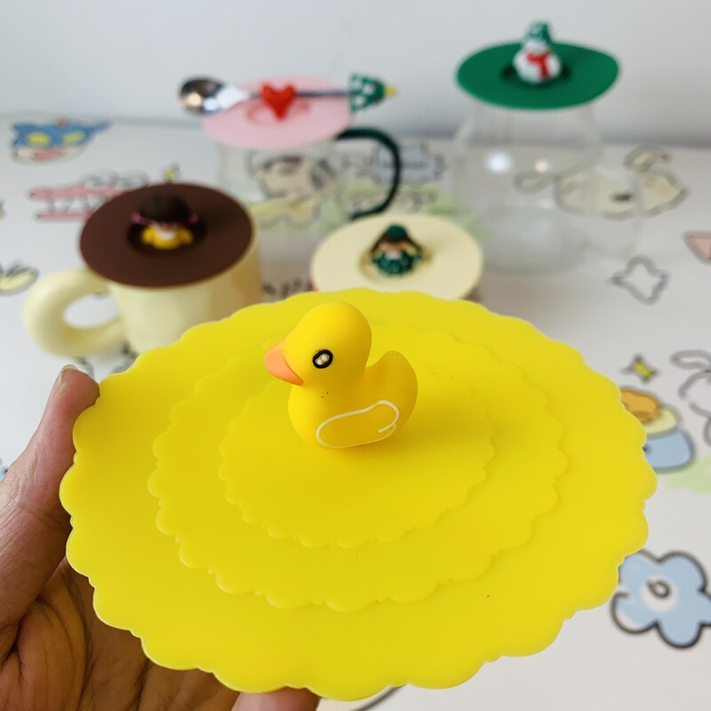 漫画立体シリコンカップカバー食品級汎用防塵カップカバー耐高温セラミックマグカップカバーティーカップ蓋|undefined