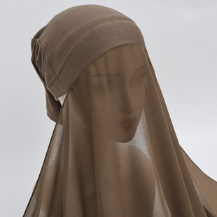(Strictly Selected) Pearl Chiffon Mercerized Cotton Women's Scarf Tube Hat One-Piece Middle Eastern Long Scarf Women's Headscarf Shawl