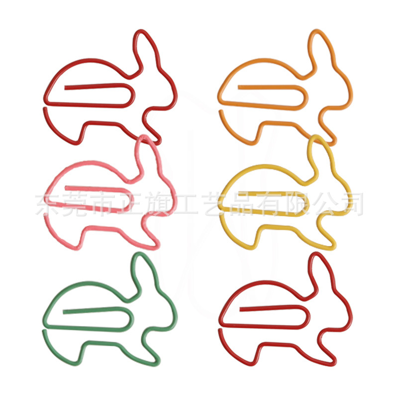 Transfronterizo caliente 6-color alta nota clip de papel color conejo animal en forma de clip de papel pin clip de papel de metal
