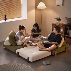 麻芋布芸ソファリビングバルコニー怠け者ソファ畳シングル豆腐ブロッククリームモジュール組み合わせソファ