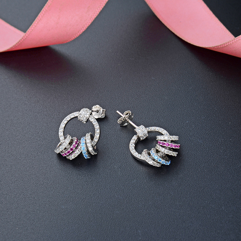 S925 plata anillo de zircón anillo de fijación pendientes de moda coreana simple personalidad joyas de orejas un cabello