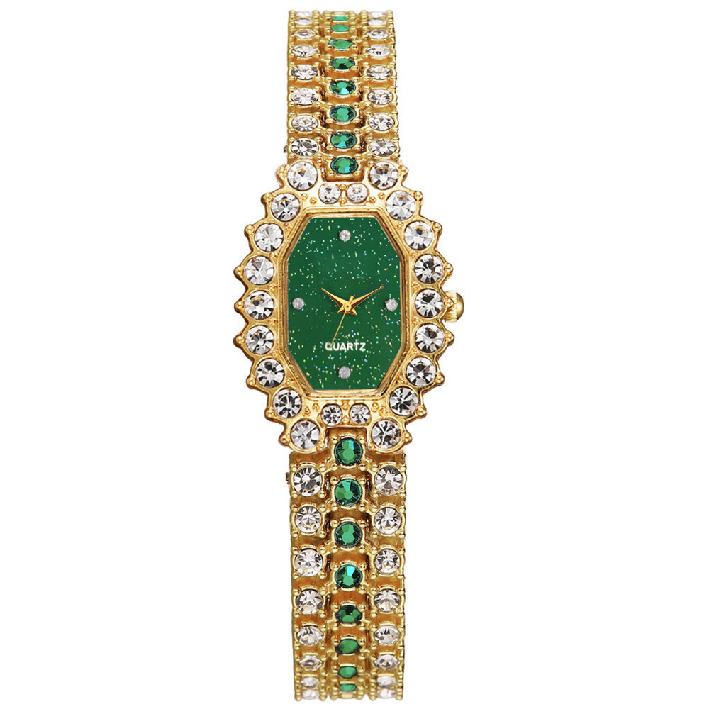 New steel band watch female student fashion trend Korean jewelry bracelet steel band watch full diamond square women's watch_voghion.com