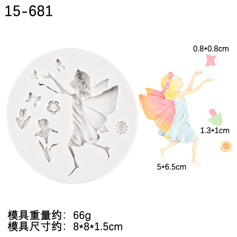 Pequeña flor hada estilo pastoral forma de hongo silicona fondant dibujos animados puerta de madera molde de pastel pastel decoración de chocolate epoxi