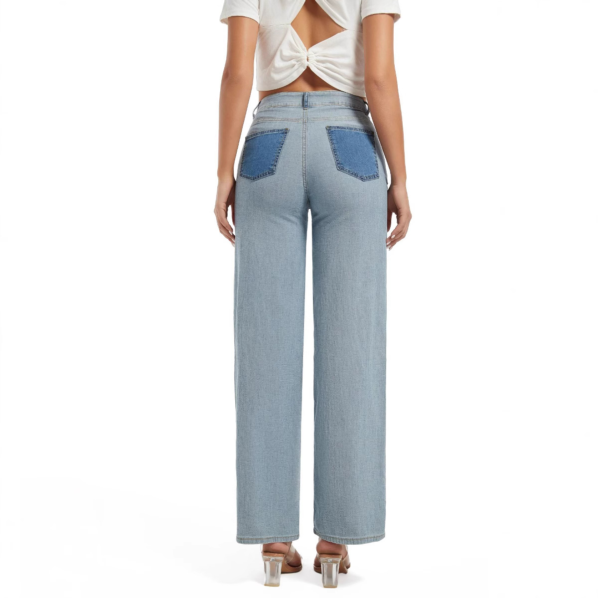 Fábrica de fuente 2026 verano nuevo estilo europeo y americano jeans rectos de tamaño grande pantalones de lavado elásticos personalizados