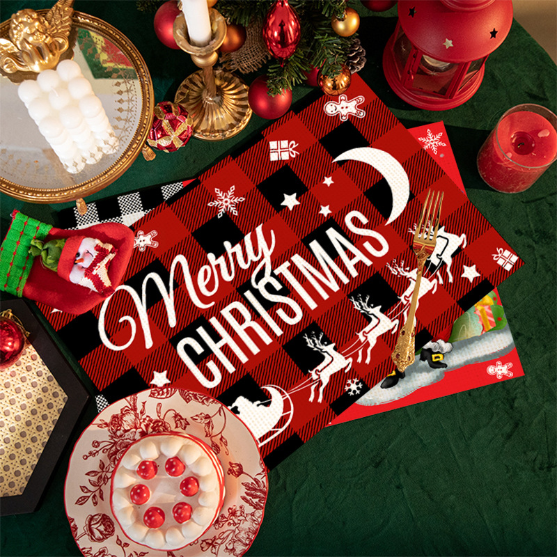 Weihnachten Neue Nordic Weihnachten leinen druck tischset elch dekoration isolierung pad_voghion.com