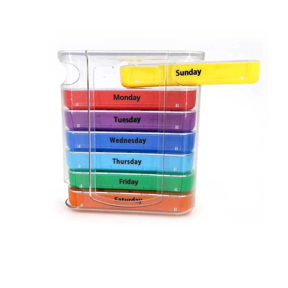 跨境电商热销七天一周28格便携式英语塑料药盒