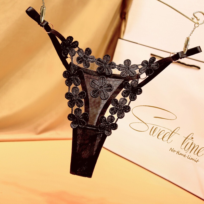 Full Floral Embroidery Thong, Sexy Hollow-Out Sheer Mesh Temptation Fashion Panties, Thin Adjustable Plus-Size T-Back Full Floral Embroidery Thong, Sexy Hollow-Out Sheer Mesh Temptation Fashion Panties, Thin Adjustable Plus-Size T-Back