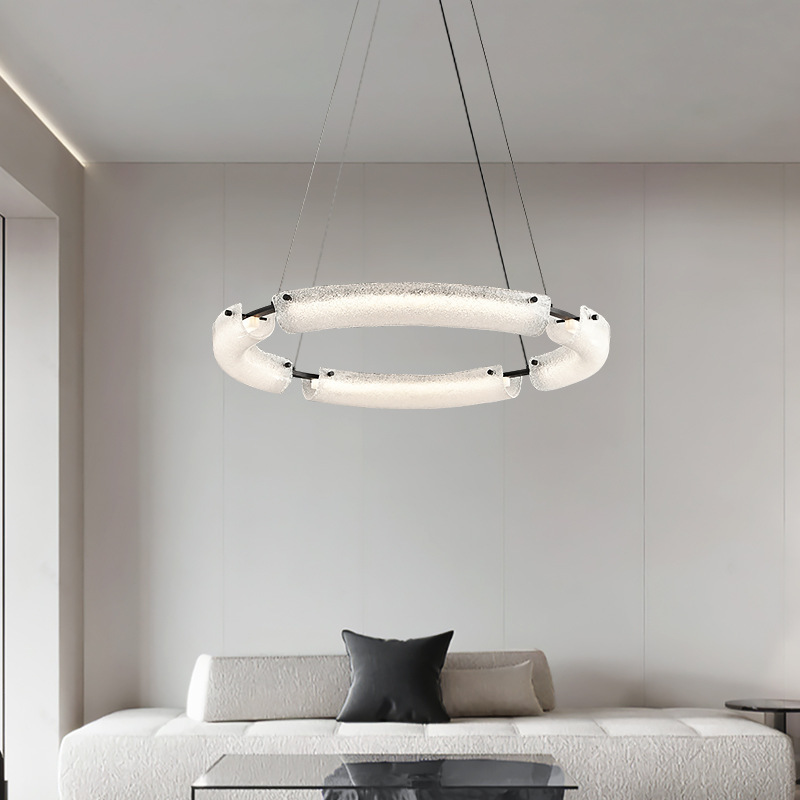 Italiano minimalista de alta gama atmósfera lámpara de sala de estar diseñador nórdico vidrio esmaltado comedor dormitorio anillo LED lámpara