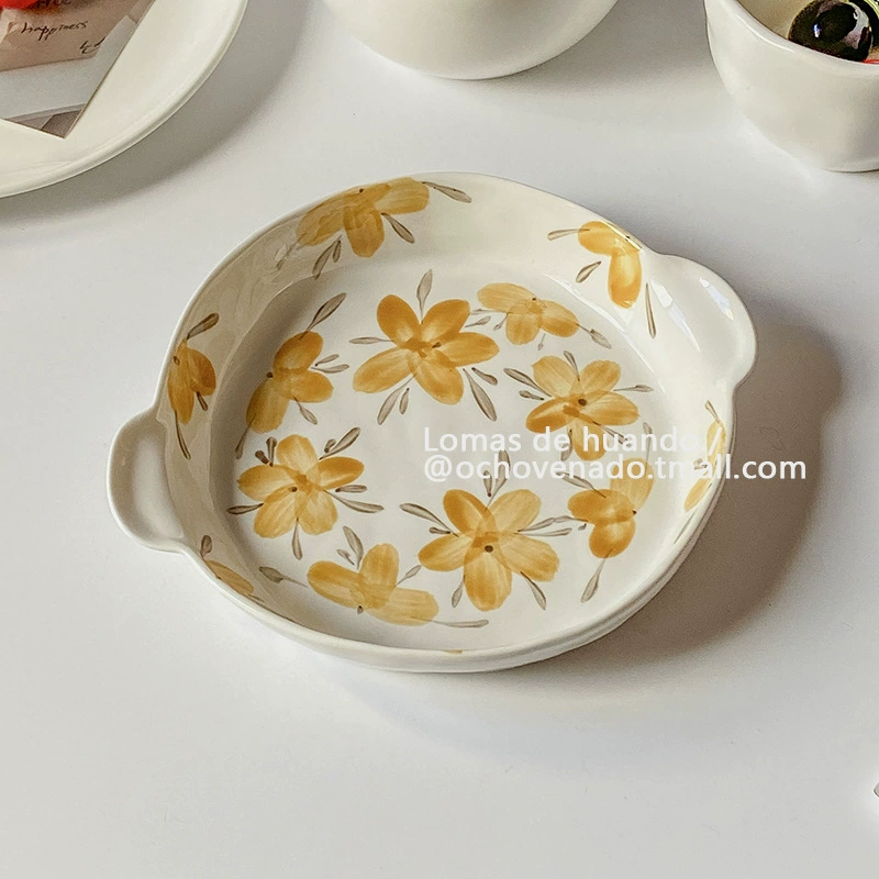 INS Retro Bell Flower Pan Irregular Double Ear Breakfast Sweeper Sedow Cake Cake disk