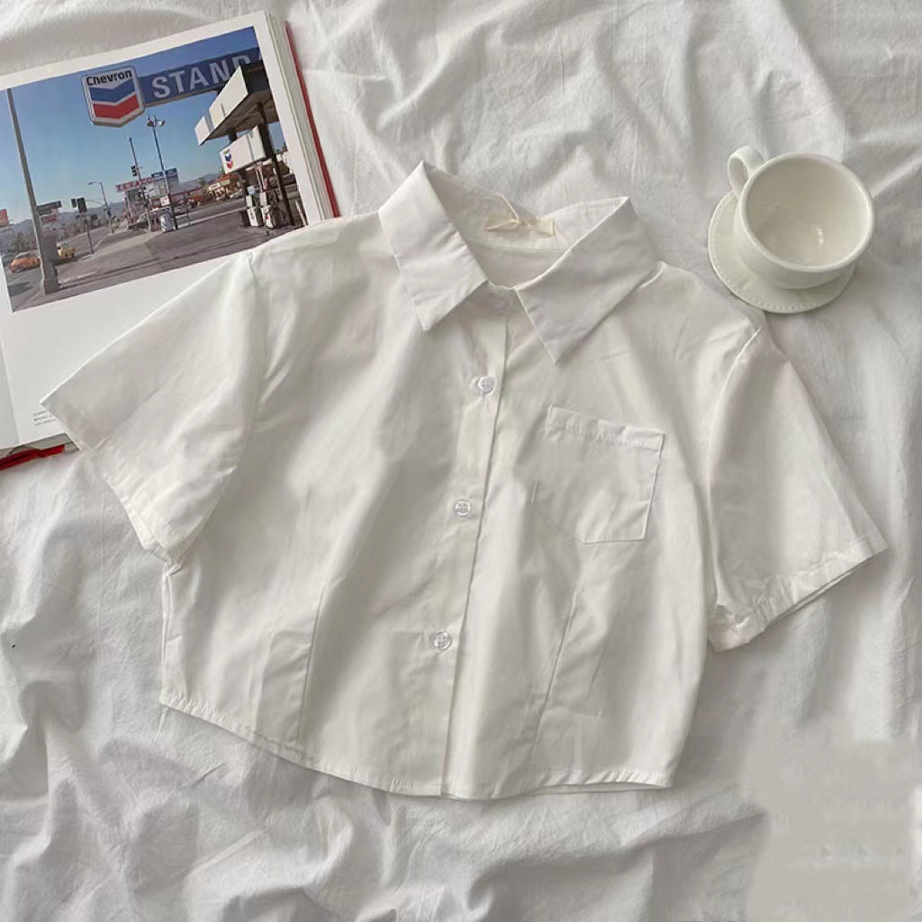 Camisa para niños verano nuevo estilo coreano color sólido estilo universitario simple color sólido todo partido medio y grande camisa de manga corta para niños moda