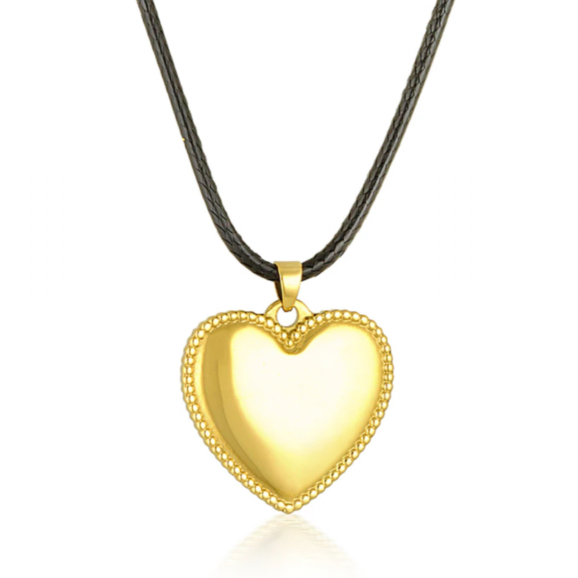 Wholesale Retro Heart Shape Titanium Steel 18K Gold Plated Pendant Necklace_colorza_5