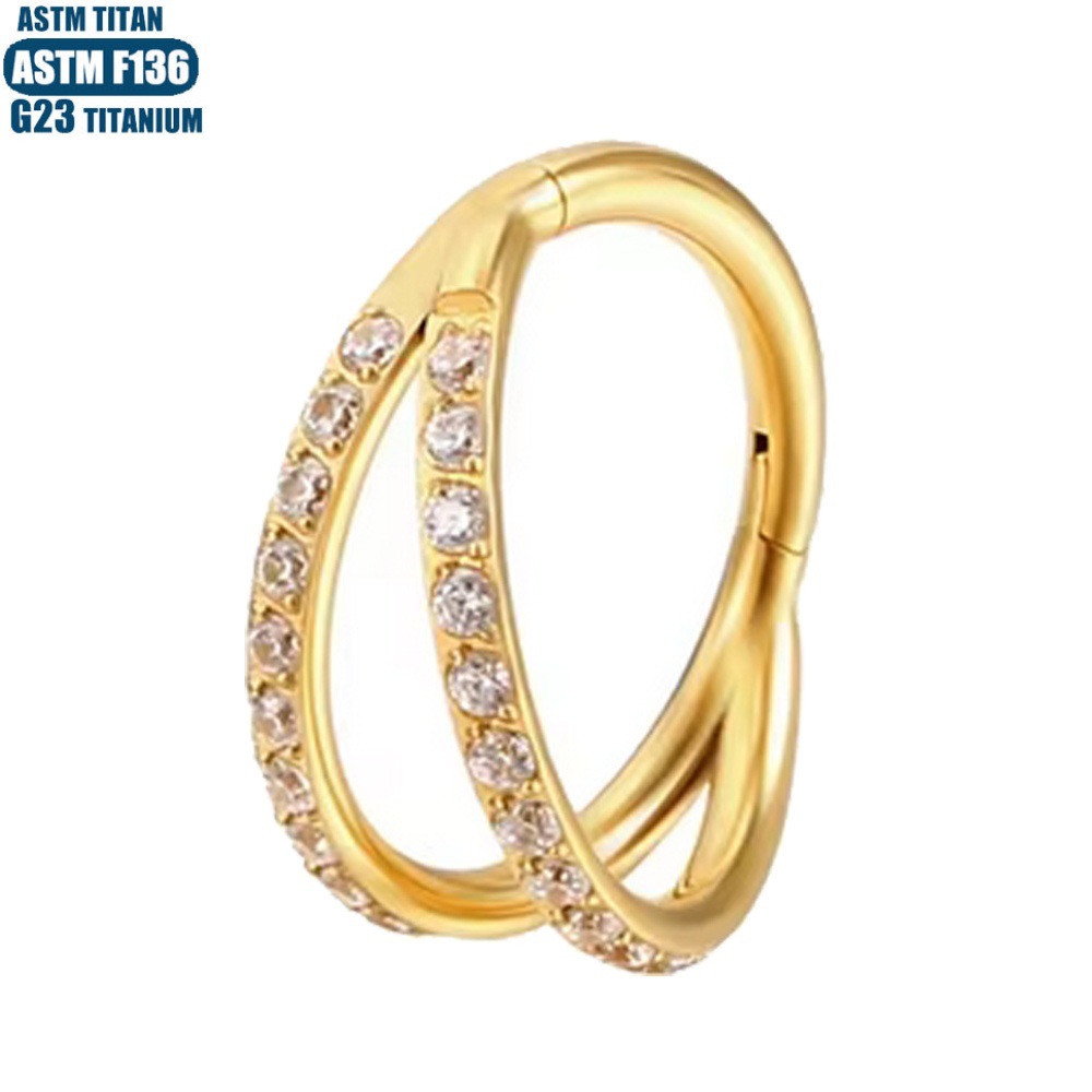 F136 Implant Grade Titanium Nose Ring Bifurcation Inlaid Zircon Seamless Ring Earrings Nose Piercing Jewelry detail image 10