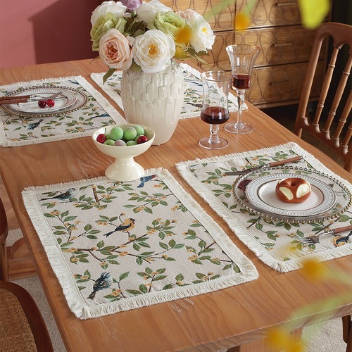 American Retro Oil Painting Style Tablecloth Cotton Linen Embroidered Tablecloth Thick Pastoral Style Floral Coffee Tablecloth Wholesale