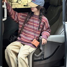 女童韩版毛衣条纹休闲时尚针织衫女孩甜酷百搭秋冬季套头上衣批发