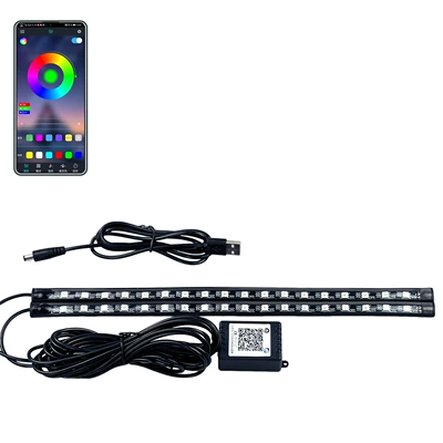 Cross-Border Hot Selling Car Atmosphere Light Led Decorative Light One to Four App Colorful Voice Controlled Light Foot Light Foot Well Light (Other lights) - 18-lights-drag-two-64-color-app-sound-control-usb-5v-bagged
