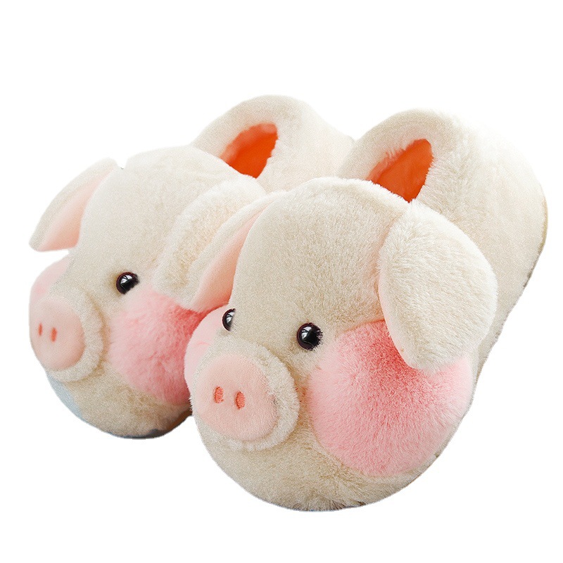 Cotton Slippers Female Winter Home Cute Plush Indoor Couple Pig Home Warm Autumn And Winter Bag With Postpartum Confinement Shoes