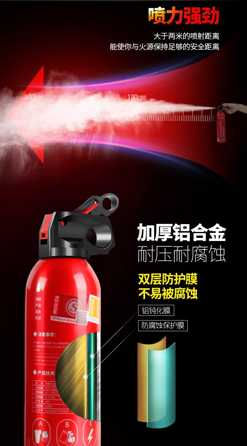 Car-Mounted Fire Extinguisher, Water-Based, for Private Cars, Small Portable, In-Car, Automotive, Household, Small Car, Sedan, Fire-Fighting Equipment