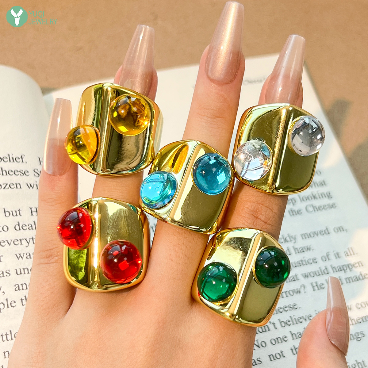 Fashionable trend golden geometric ring
