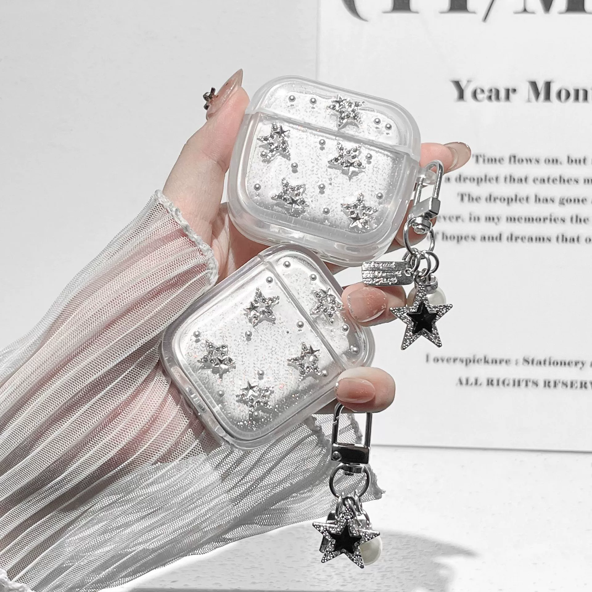 Чехол для AirPods Phantom Pentagram, мягкий TPU с блёстками и пентаграммой-подвеской