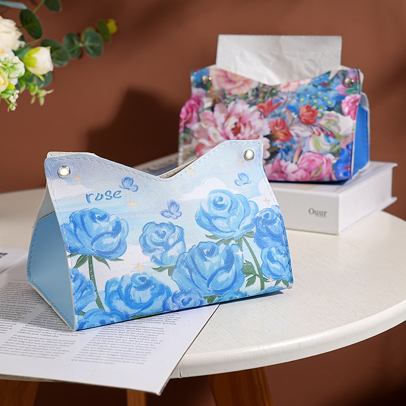 Ins caja de servillas de alto valor de cara caja de papel de salón caja de papel de comedor creativa casera caja de papel de servillas de cuero caja de papel de servillas montada en automóviles