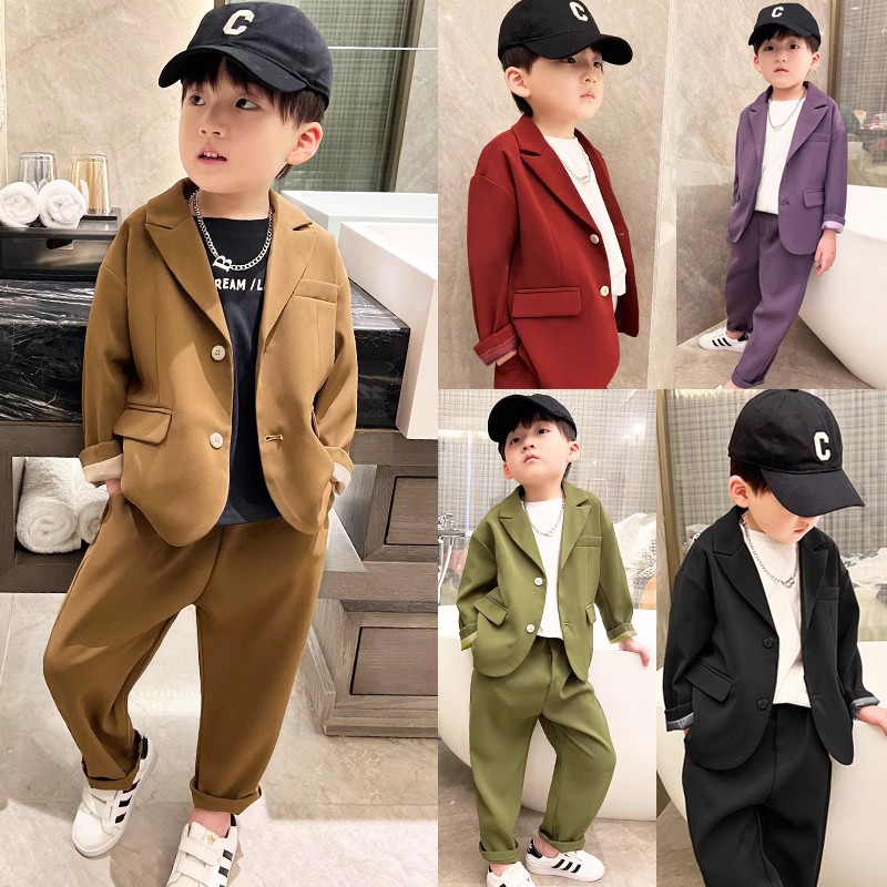Spring and Autum New Boys' Suits, Handsome Host Dresses, Flower Girl Catwalk, Fashionable Kidsren's Korean Suits, Trendy