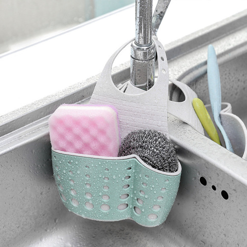 Wheat double-layer adjustable snap-on sink storage hanging bag kitchen rack faucet sponge drain rack