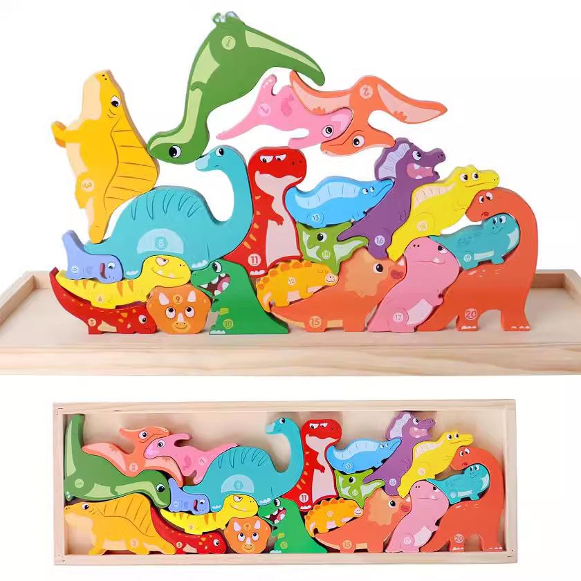 Cross-border Children's Wooden Three-dimensional Puzzle Jigsaw Puzzle Stacking Blocks Montessori Toys Balance Competition Game