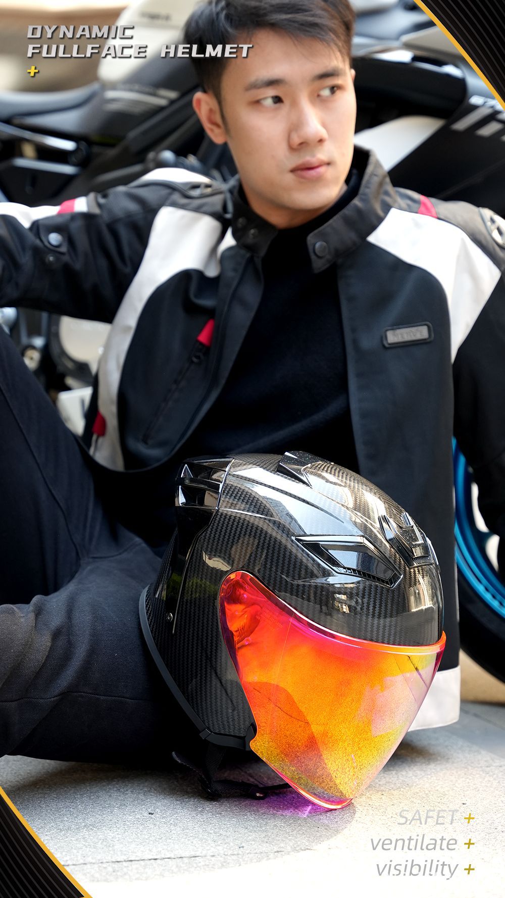 AR Motorcycle Helmet Ultra Light Carbon Fiber 3/4 Helmet Electric Vehicle Half Helmet Motorcycle 3/4 Helmet Lightweight Summer