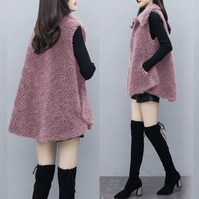 2024 осень и зима новый корейский свободный двухсторонний плюшевый модный жилет