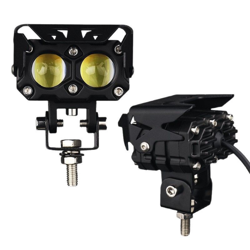 Luz de motocicleta doble luz amarillo blanco lejano luz corta pequeña amarillo condujo faro de automóvil eléctrico reformado image 5