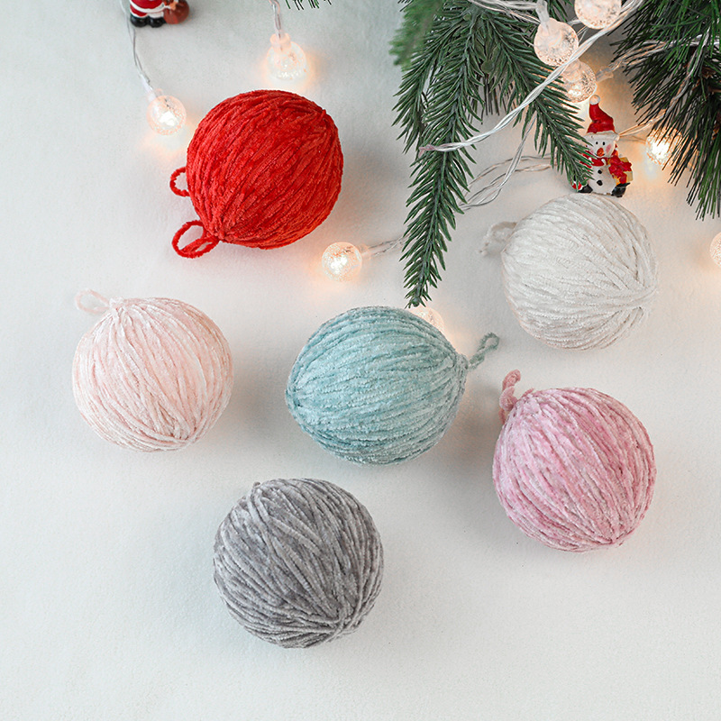 Decoraciones navideñas al por mayor 6cm lana de color beige sinuoso bola material DIY árbol de Navidad lana BOLA DE Navidad
