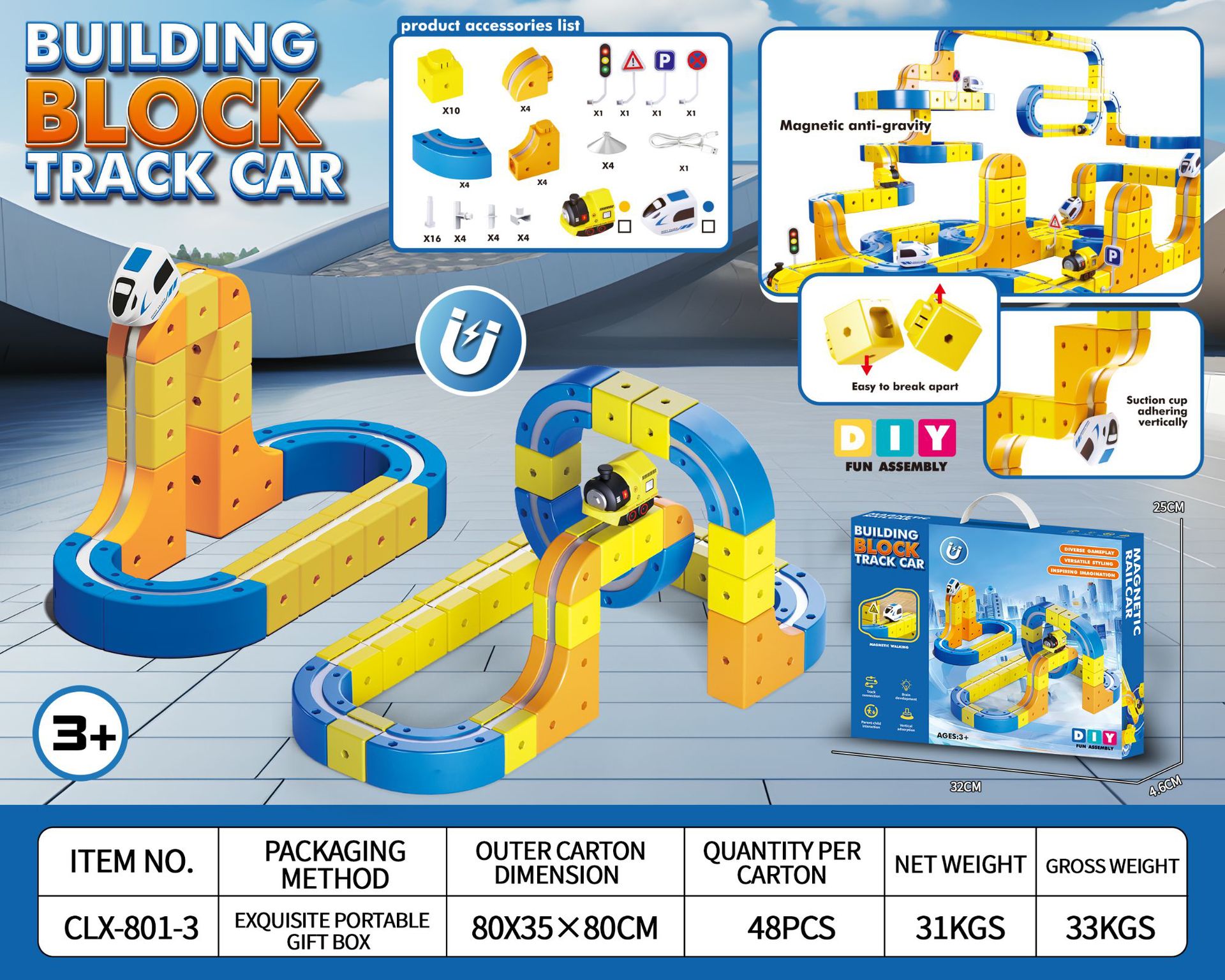 Transfronterizos niños bloque de construcción magnético vagón de ferrocarril antigravedad magnetismo variable juguete tren eléctrico de alta velocidad