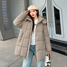 可拆卸帽棉服女2025年冬季新款大码女装中长款外套宽松面包服棉衣