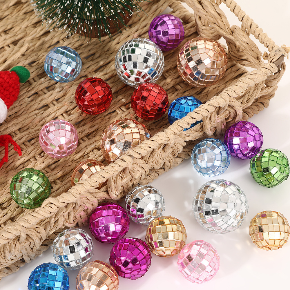 Factory Direct Sales Disco Small Mirror Ball Colorful Disco Ball Colorful Glass Ball Scene Decoration Christmas
