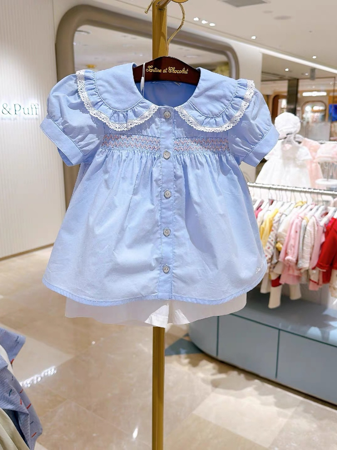 Chocolate Korea 2026 Summer Girls' Doll Collar Shirt and Shorts Pure Cotton Set Korean Style Foreign Trade Cross-Border