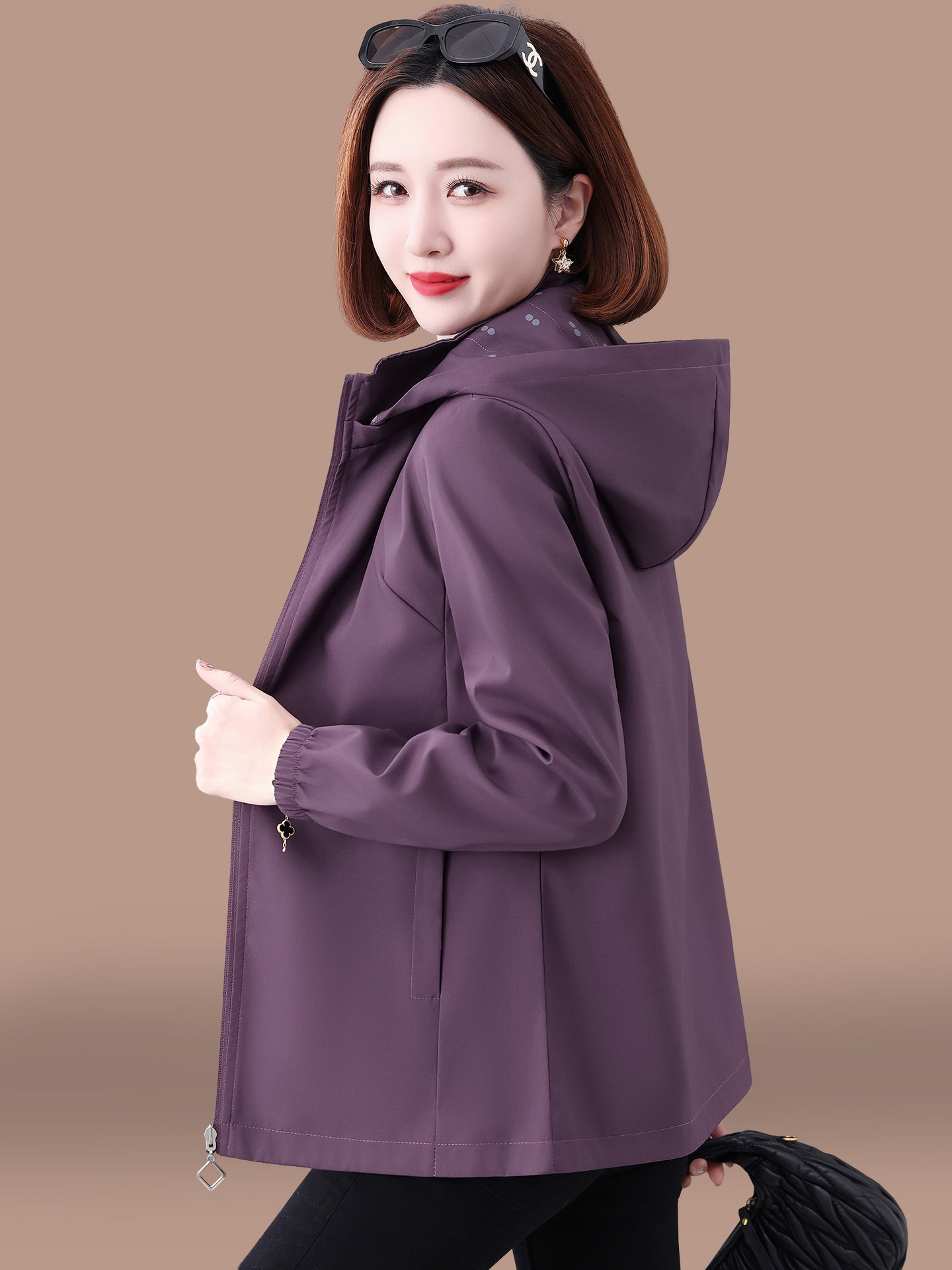 Jacket Coat for Women, Spring 2026 New Style, Middle-Aged Mom, Spring and Autumn Fashion, Loose Hooded, Reversible Casual Top