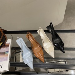 小眾法式黑色高跟鞋包頭涼鞋仙女鞋子2024新款春夏季氣質名媛單鞋